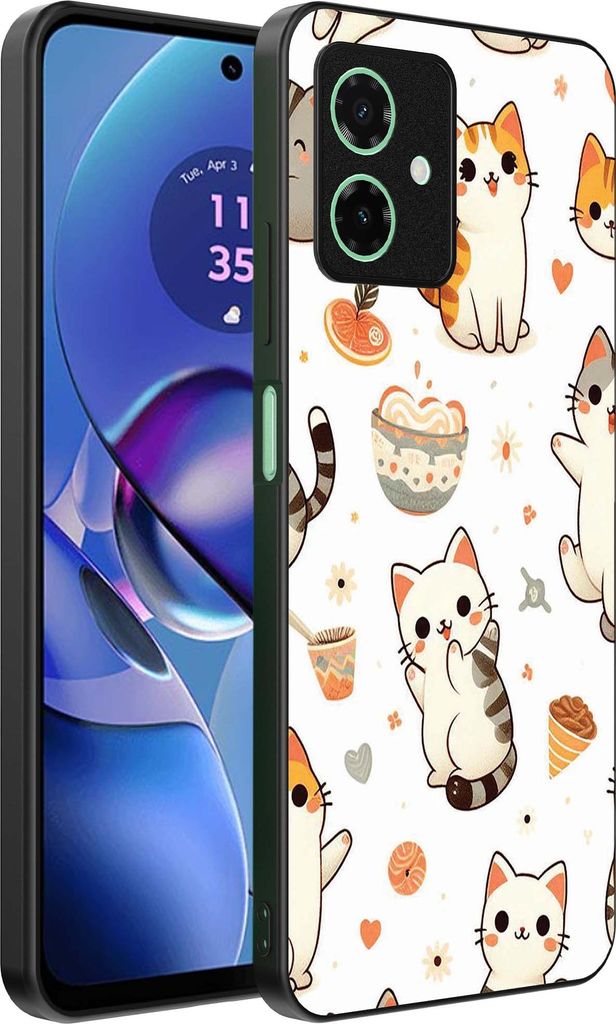 Smartphonica Handytasche passend für Motorola Moto G64 mit Katzendruck - TPU Rückendeckung Fall Katze Design
