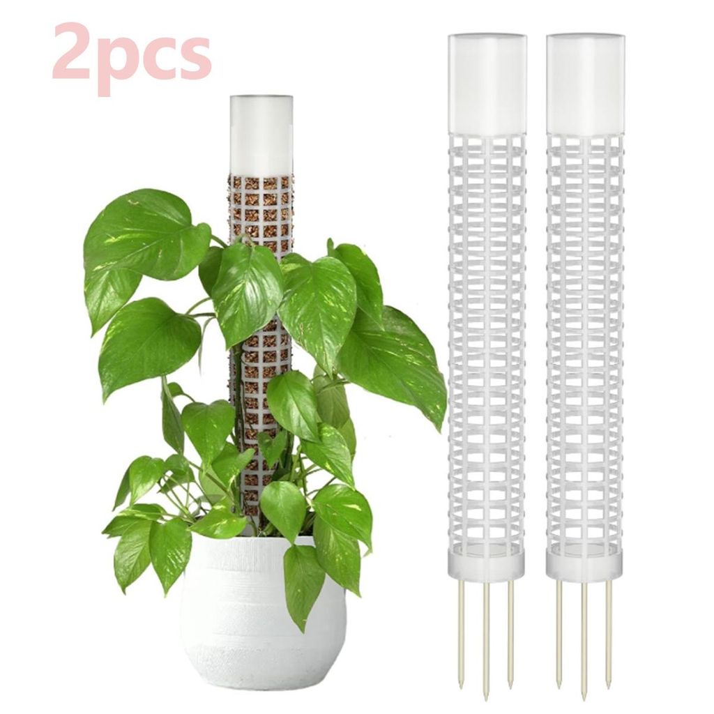 2 Stück Moosstange Monstera, 37*6cm, Kunststoff, Grün, Selbstbewässernd, Stapelbar, Ideale Pflanzenunterstützung für Mittelgroße Pflanzen