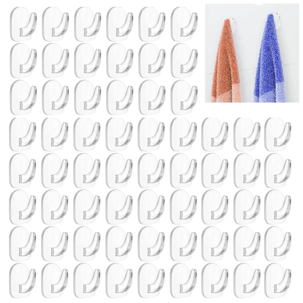 Crochets de Cuisine et Salle de Bain Adhésifs Transparents 100 Unités