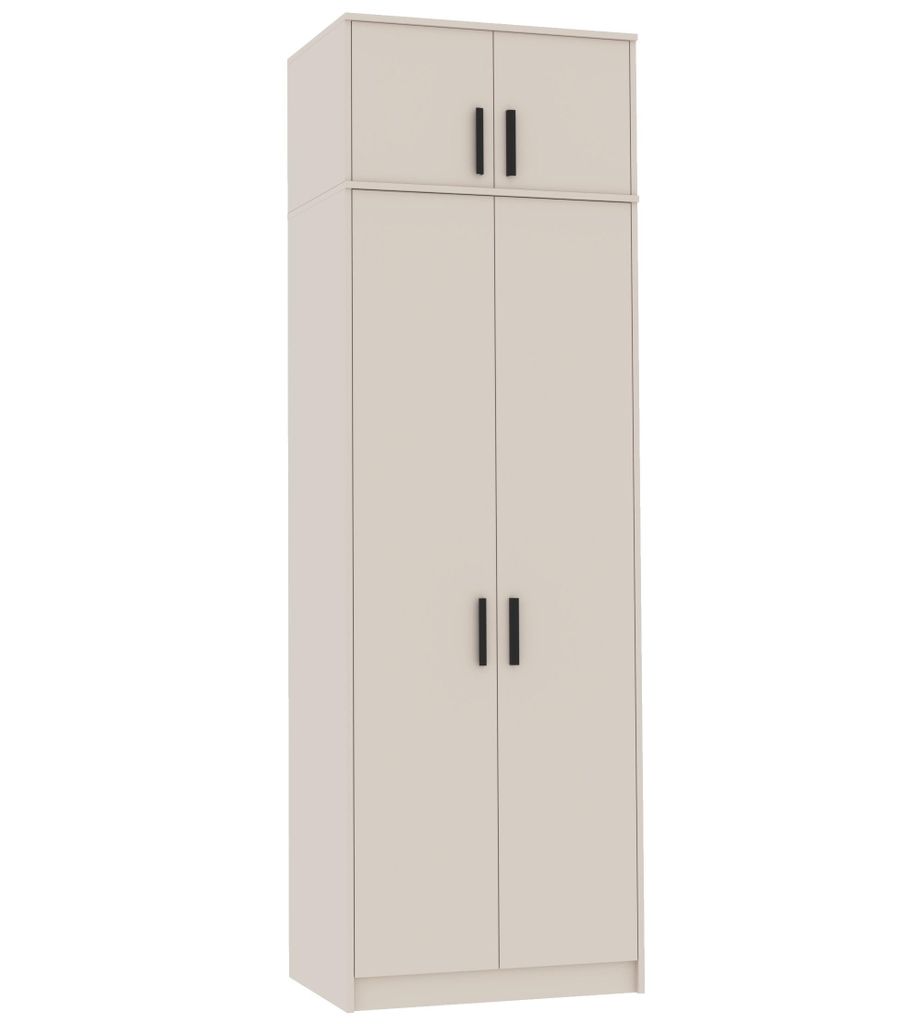 Marmex Möbel Kleiderschrank mit Schrankaufsatz GRANT 13/19 Cashmere 75x235x54cm