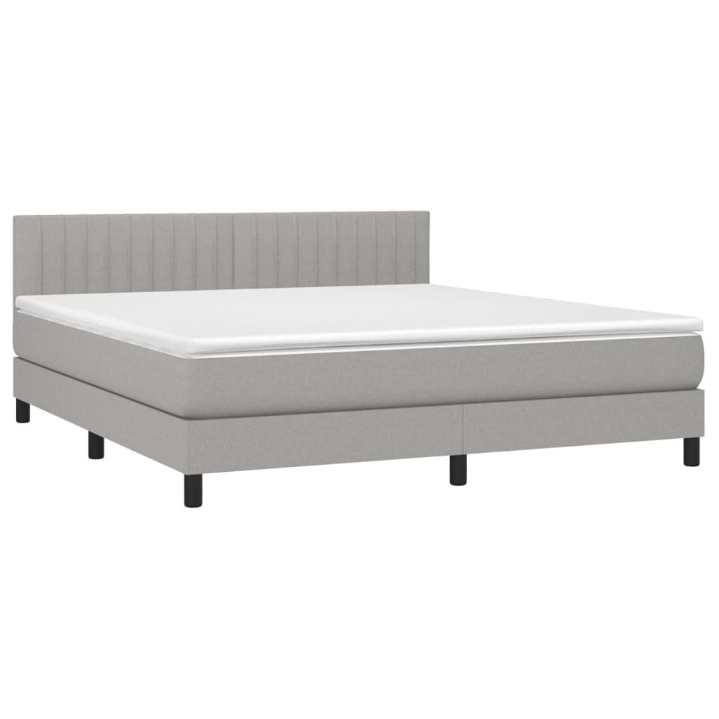 vidaXL Boxspringbett mit Matratze Hellgrau 160x200 cm Stoff