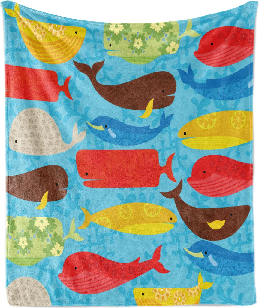 Coperta Arredo ABAKUHAUS 175x230 cm Balene Nursery - Plaid Multicolore