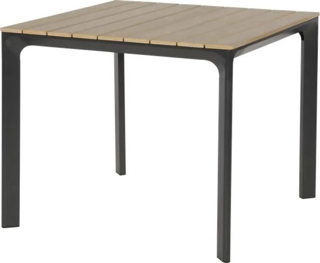 Table Jardin Anti-Rouille Aluminium et Plateau Polywood Effet Teck