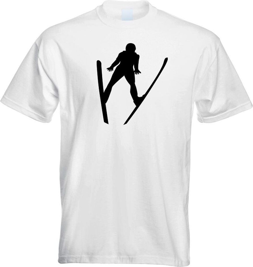Kiwistar - T-Shirt - Weiss - Skispringen Sportler Figur Motiv Bedruckt Funshirt Design Print - mit Motiv Bedruckt - Funshirt Design - Sport - Freiz...