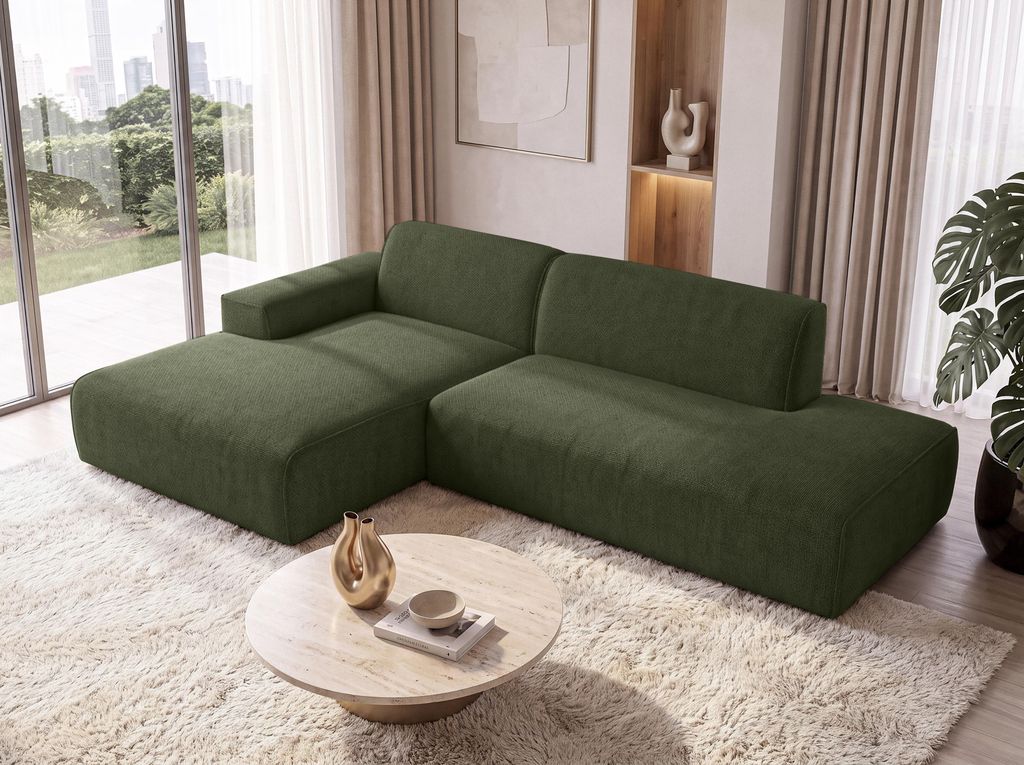 AX LIVING Ecksofa Modern Didim Duo 288 cm Grün Chenille Produktbild 