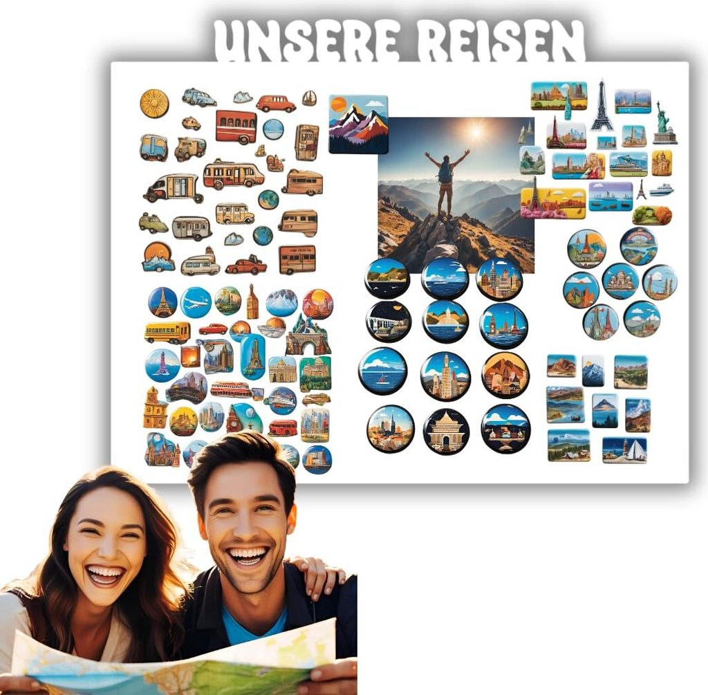 Anwicar Magnettafel Unsere Reisen - Horiznotal 80x100 cm - Produktbild 