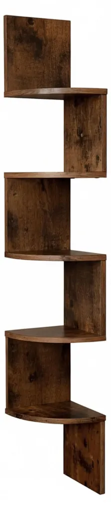 Étagère d'angle gain de place pour petit salon ou chambre coloris marron