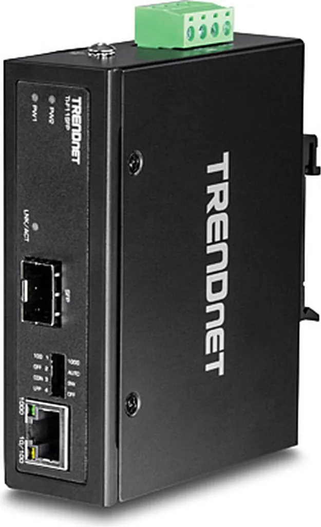 Convertisseur Fibre Optique Trendnet TI-F11SFP Switch Industriel de Rail