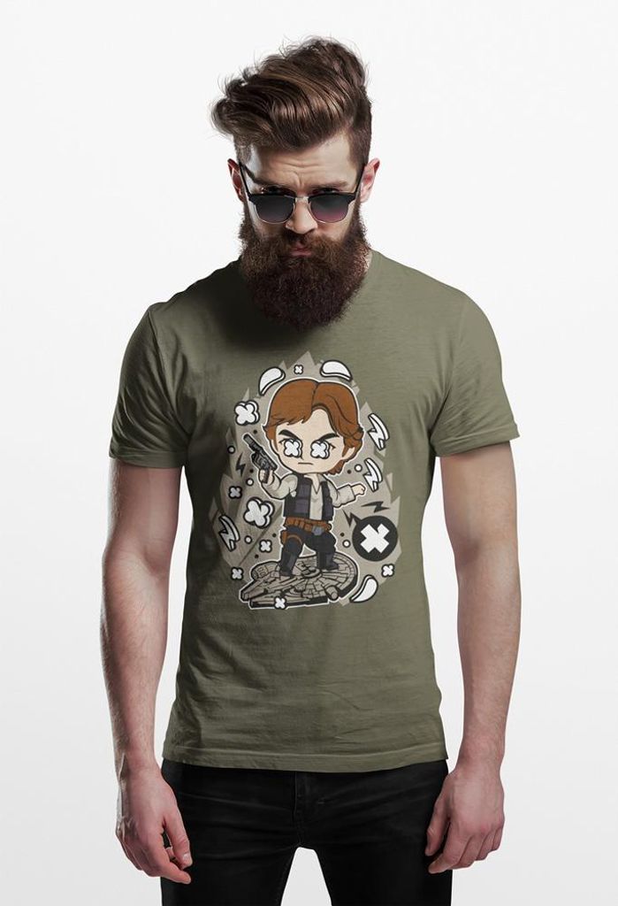 D&B Férfi Uni Polo PC00012 Han Solo MilitärGrün-Größe XL