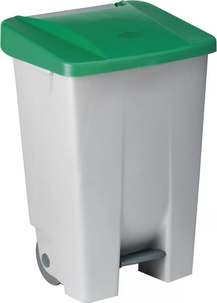 Tretabfalleimer grau/grün, Inhalt: 80 Liter