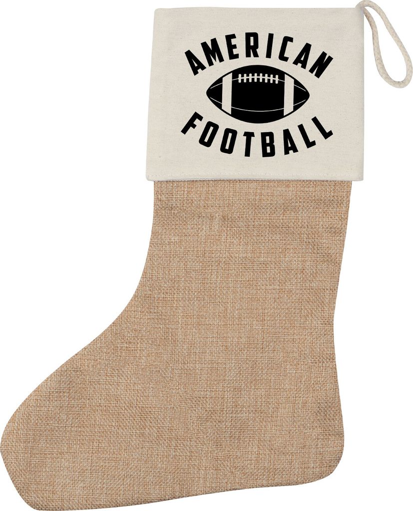 Huuraa Weihnachtsstrumpf American Football Ball Beige Jute Kaminstrumpf Geschenkidee