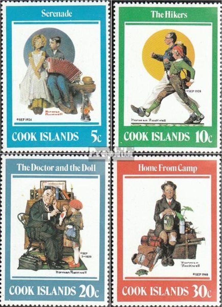 Briefmarken Cookinseln 1982 Mi 830-833 (kompl.Ausg.) postfrisch Gemälde von N. Rockwell