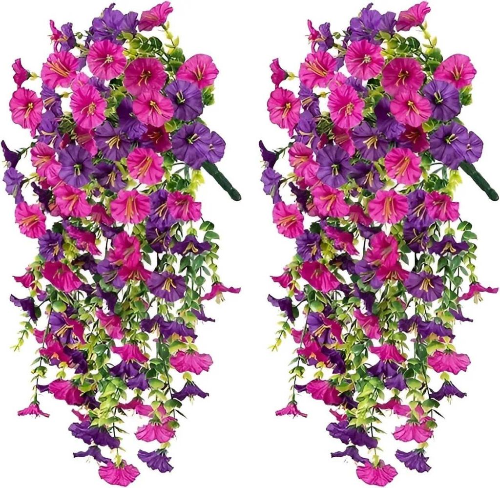 2× Hängende Kunstblumen 80 cm – Realistische UV-beständige Kunstpflanzen für Balkon, Garten & Innenbereich