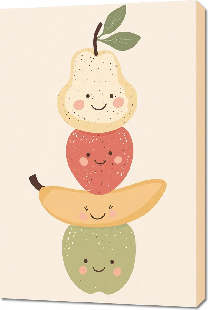 Quadro su Tela Frutta 60x90 cm - Arredamento Dolce per Bambini
