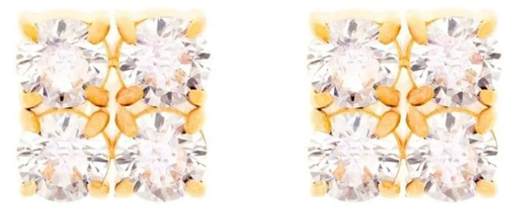 Boucles d'oreilles carrées dorées anti-ternissement avec zircone 23251G