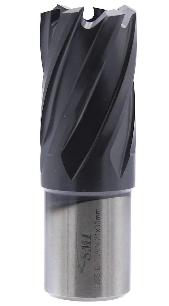 SMI HSS TiAlN Kernbohrer 21 mm Drm. Schnitttiefe 30 mm, Aufnahme 19 mm Weldonschaft