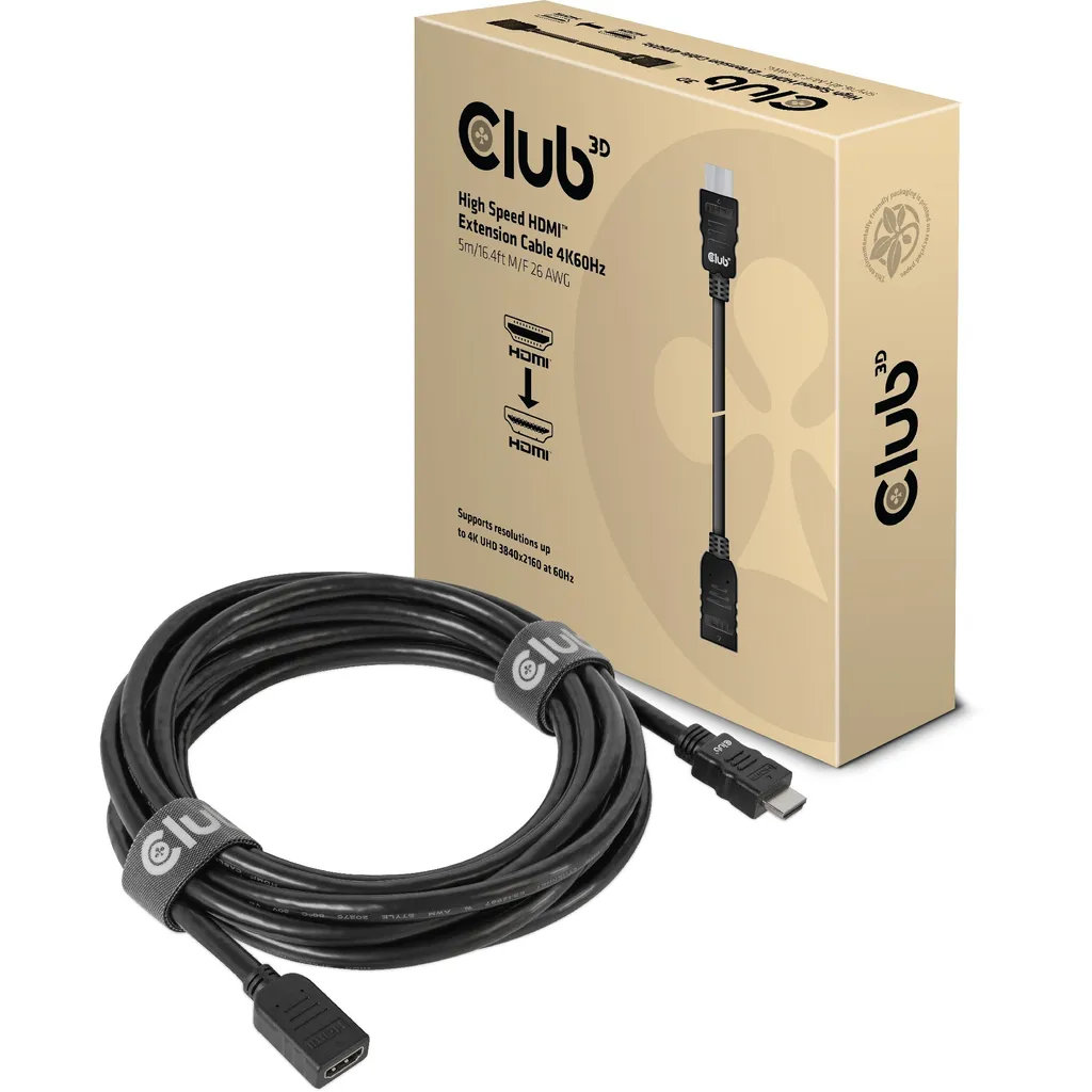 Club3d CLUB3D Cavo di prolunga HDMI™ ad alta velocità 4K60Hz M/F 5m/16,4ft 26 AWG