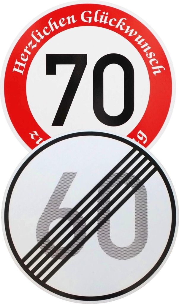 Original 2 x Verkehrszeichen zum 50 Geburtstag Nr. 274-70 70 km/h und Nr. 278-60 Ende 60 km/h Straßenschild Verkehrsschild Schilder Geburtstagsschild