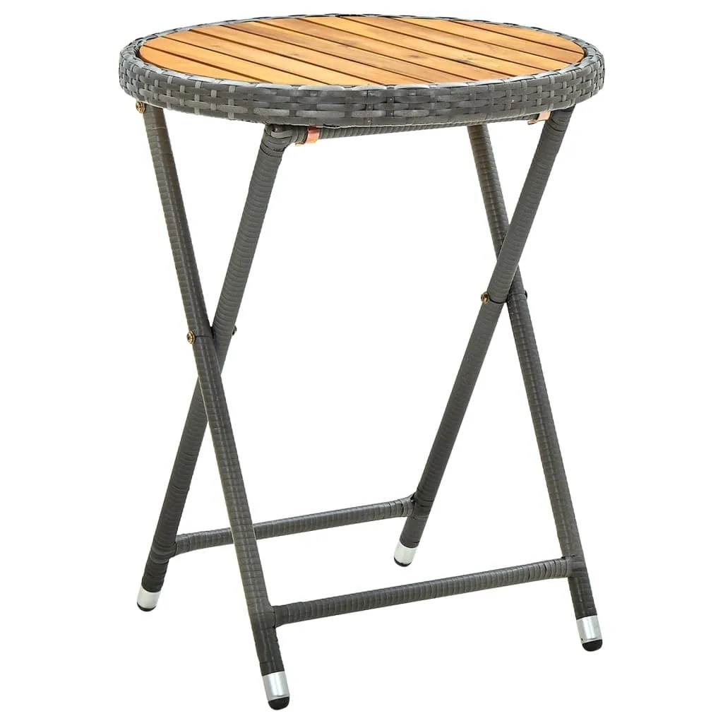 Table d'appoint 60 cm en Bois d'Acacia Durable et Poly Rotin Gris Chic - 7