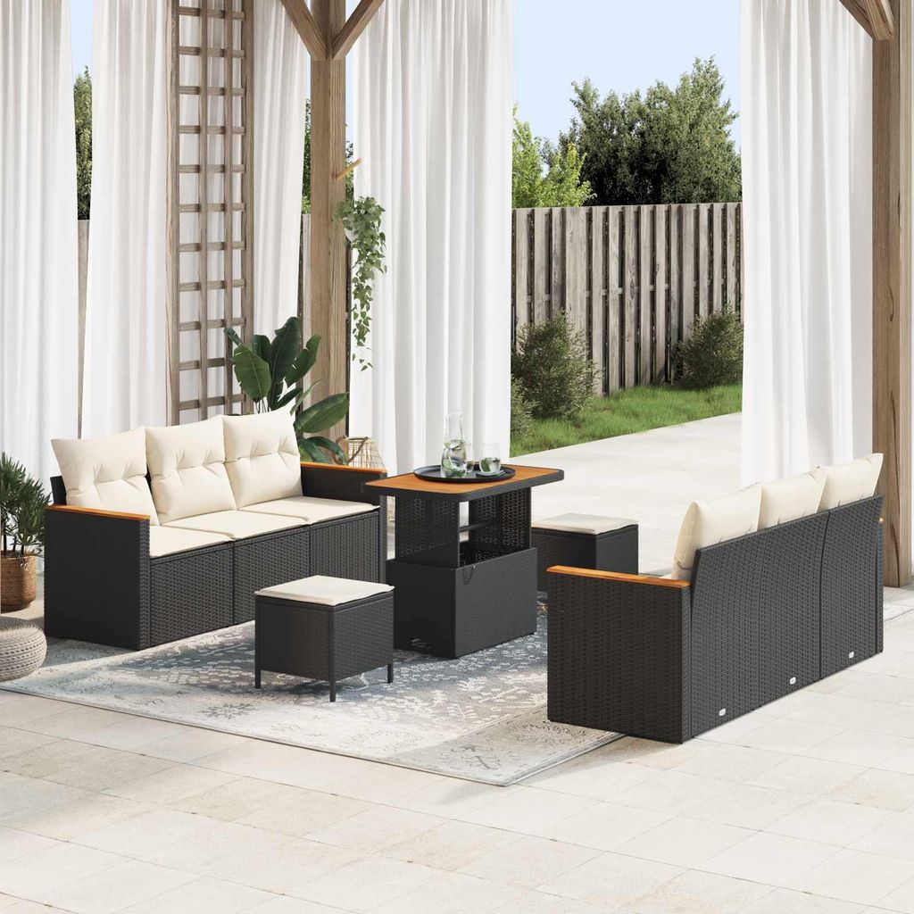 Maison Exclusive - Gartensofa-set 9 pcs Schwarz Poly-Rattan