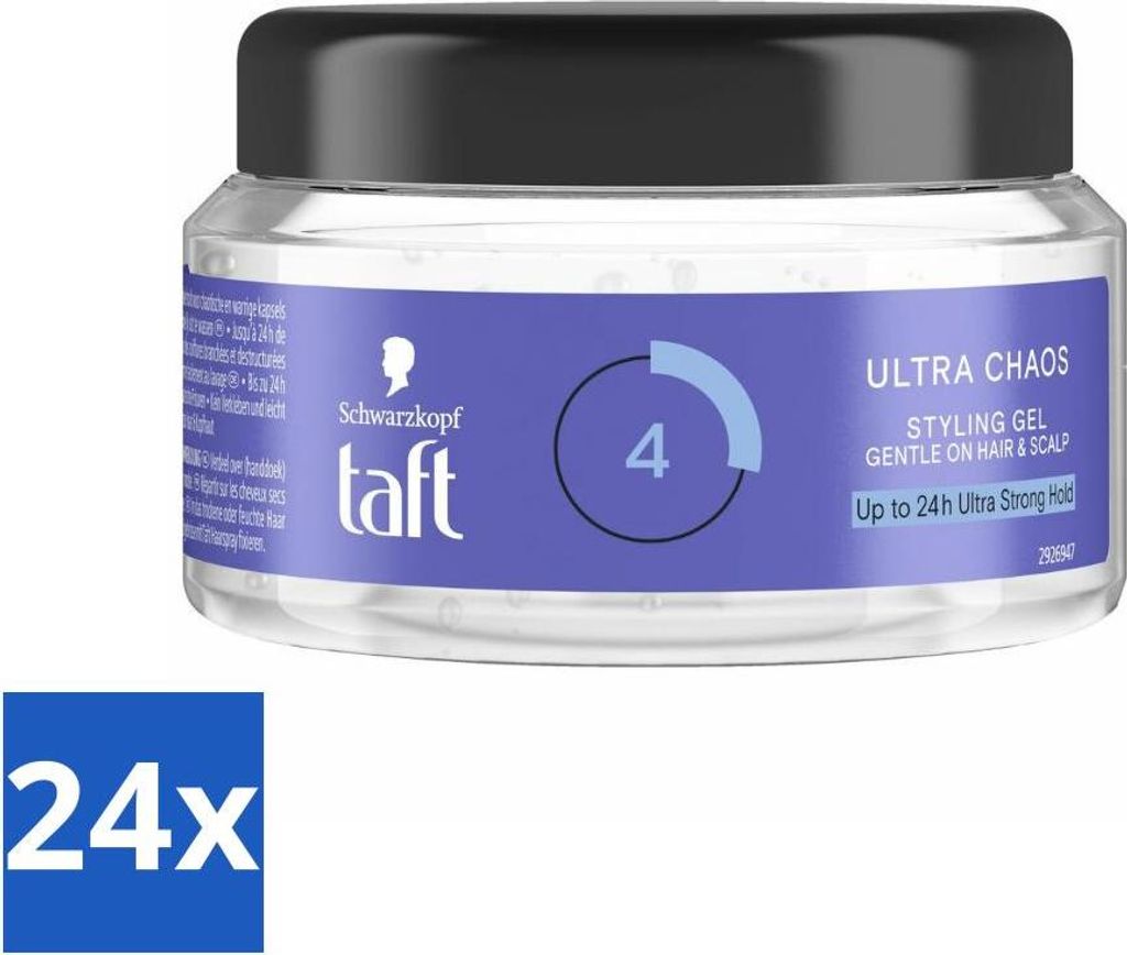 Taft - Ultra Chaos 4 - Styling Gel - Kreative Fixierung - 250 ml - Vorteilspack - 24 Stücke