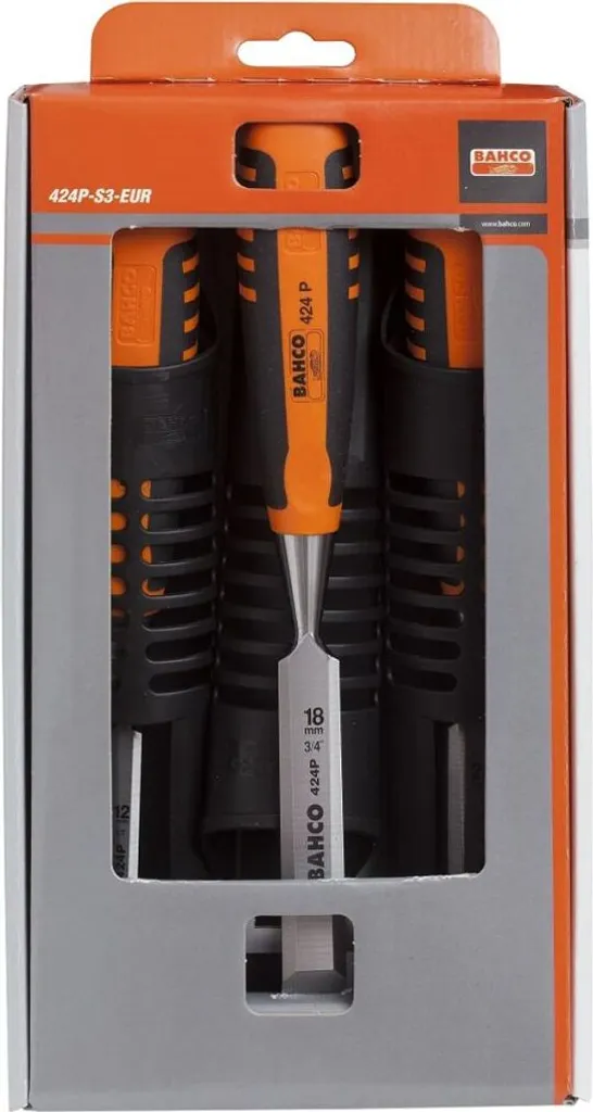 Ciseaux à bois Bahco 424P-S3-EUR - Set de menuiserie 12 mm 18 mm 25 mm