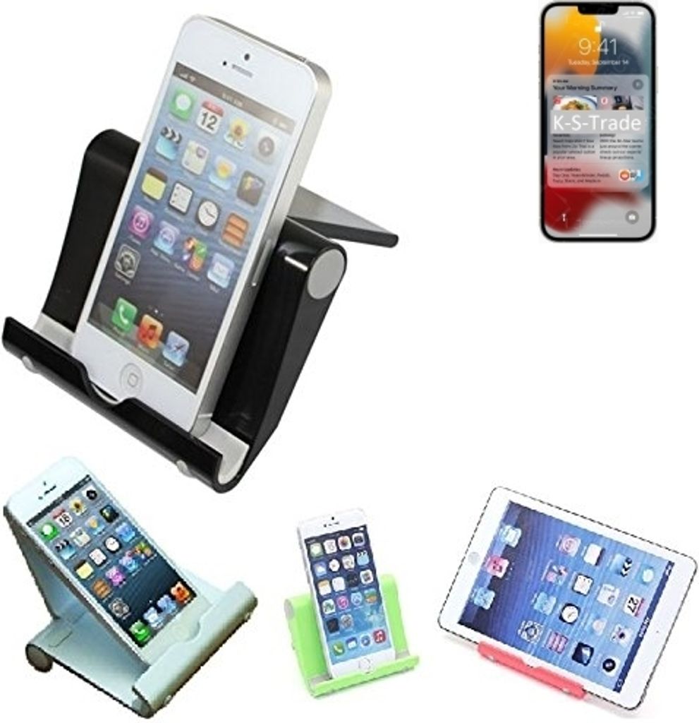 K-S-Trade Handy-Ständer kompatibel mit Apple iPhone 13 Pro Max faltbarer Tischständer Smartphone Tablet Halterung Reise