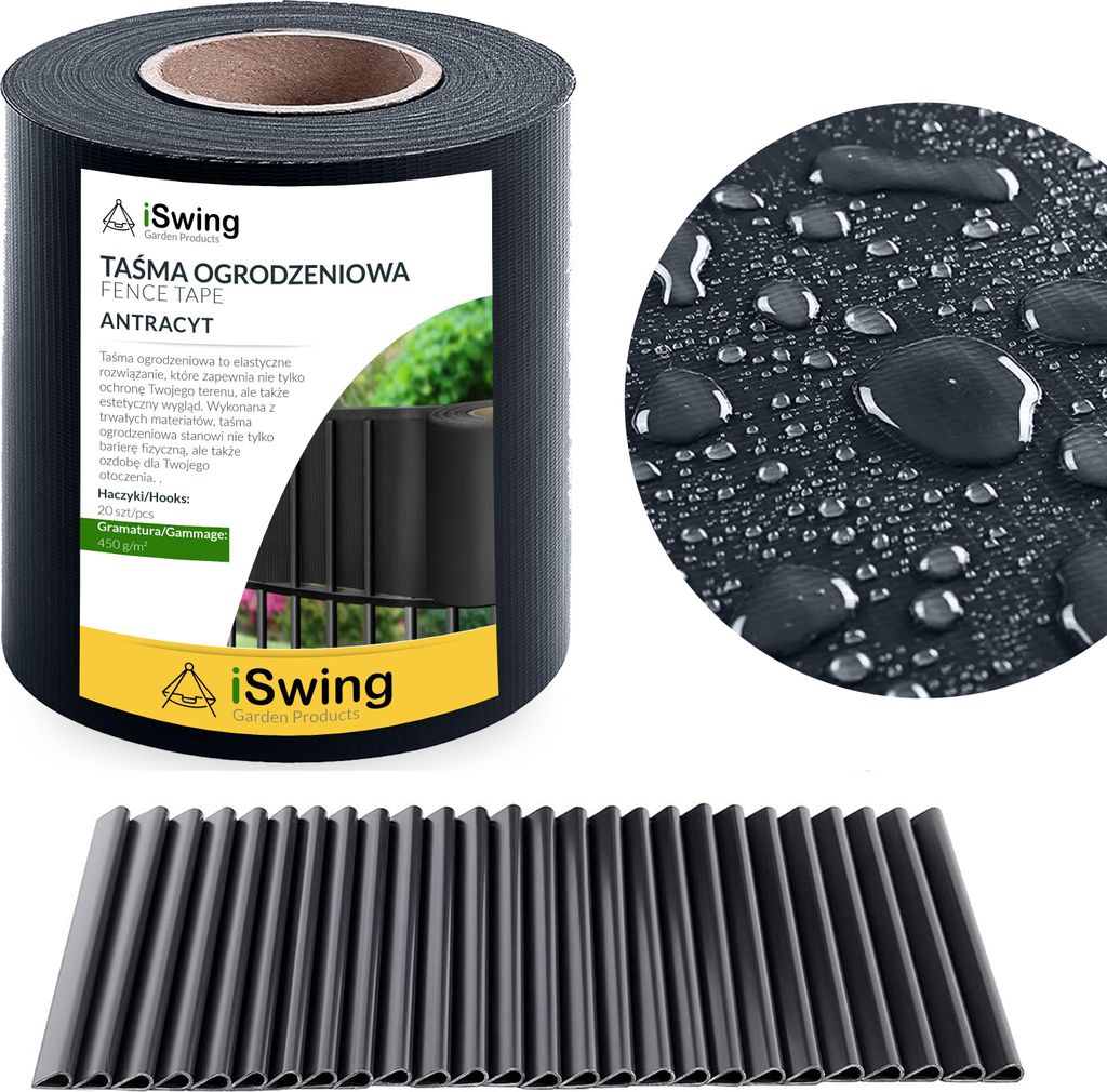 Domarex Zaunband - Sichtschutz für Paneelzäune - Gartenzaun - Balkonverkleidungsband - Sichtschutzvorhang - Gartennetz - 19 cm x 35 m - Anthrazit