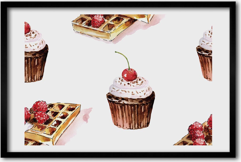 Bild 60x40 MDF-Rahmen, Wandkunst Dessert