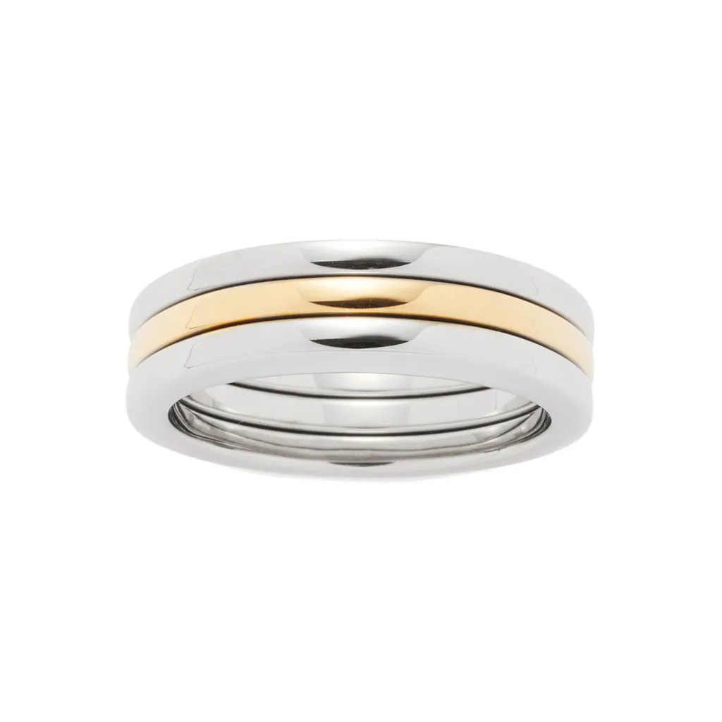 Bague Astratto Leonardo acier inoxydable bicolore - Finition 18mm