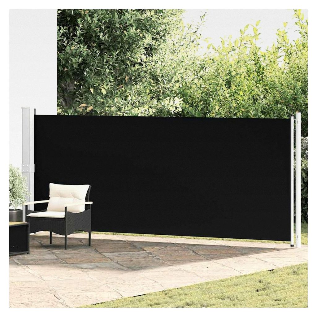 Ausziehbare Seitenmarkise 600x160 cm Schwarz, Wasserdichte Markise für Balkon, Terrasse und Garten