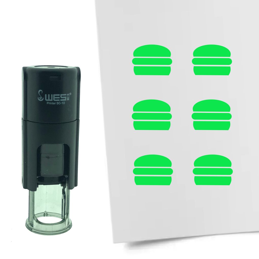 CombiCraft Selbstfärbender Stempel 'Hamburger' in der Farbe Grün, Ø10mm
