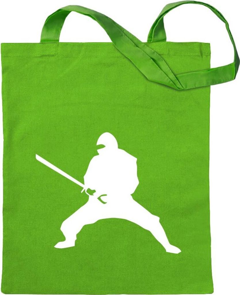 Kiwistar - Baumwolltasche - hellgrün - Ninja - Tragetasche Stoffbeutel Umhängetasche Langer Henkel