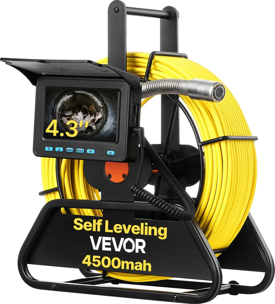 Caméra d'inspection de tuyauterie 30m autonivelante avec moniteur LCD HD