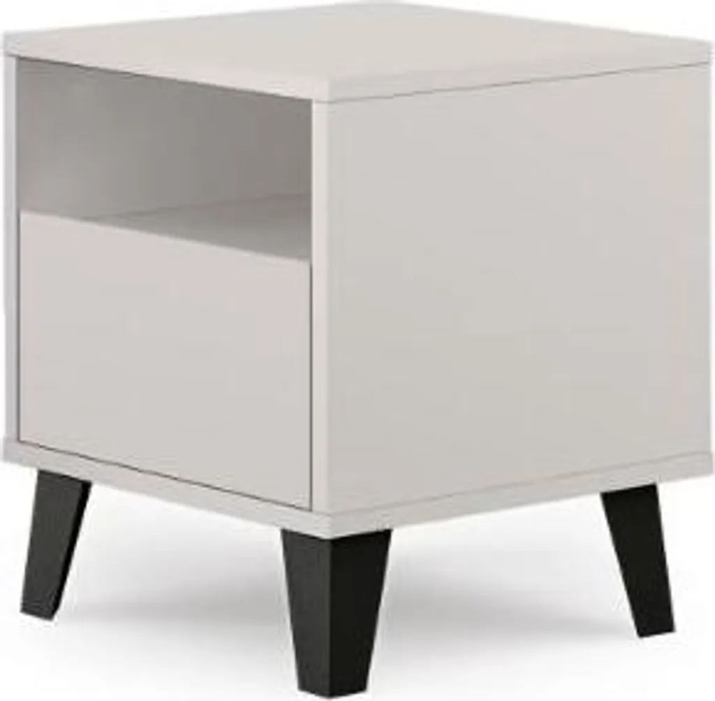 Table de Nuit Borg Uno en Bois Naturel Structure Métallique Robuste 50cm