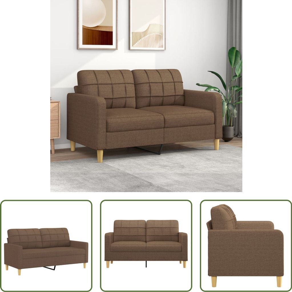 The Living Store 2-Sitzer-Sofa Braun 140 cm Stoff