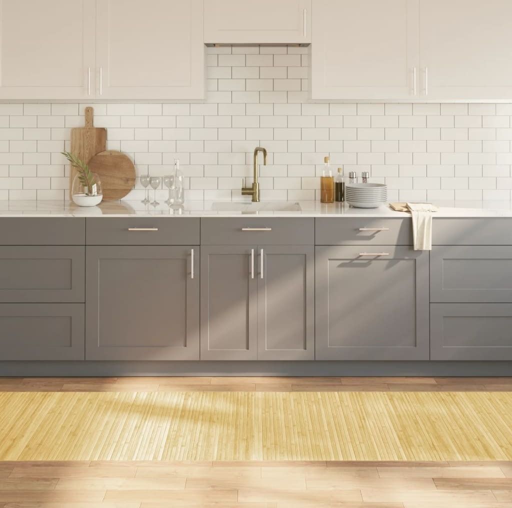 Möbel Teppich Rechteckig Hell Natur 80x500 cm Bambus - Designerteppiche 376795