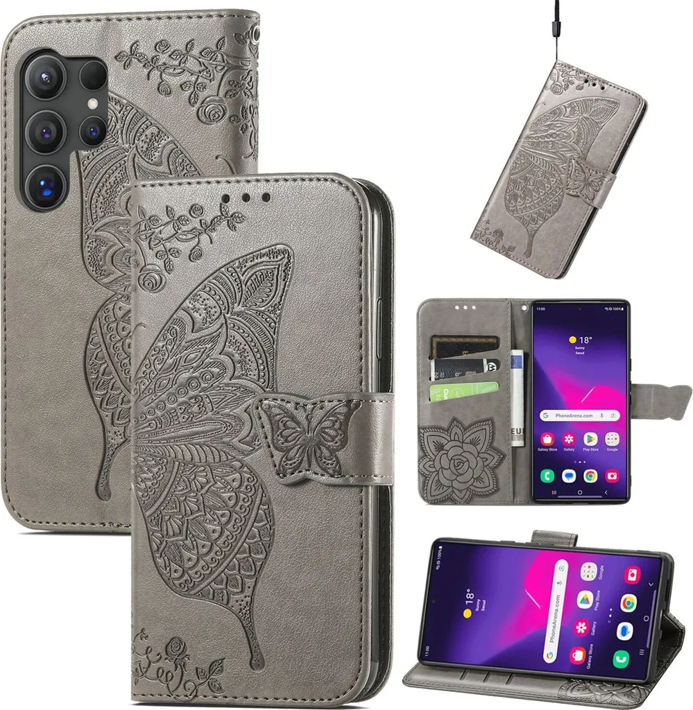 Custodia Professionale Samsung S25 Ultra 5G Grigio Design Butterfly