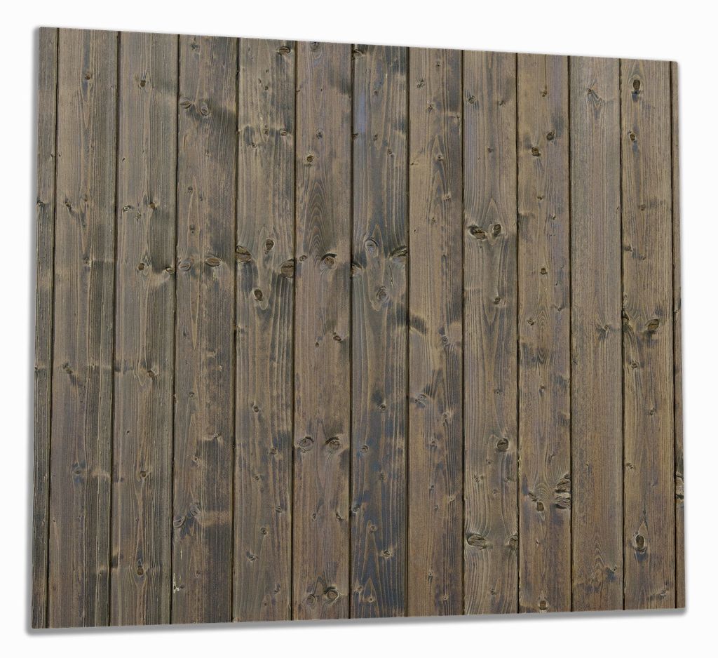 Wallario Herdabdeckplatte aus Glas, Größe 60 x 52 cm 1-teilig, Motiv Holzpaneelen in grau braun - Holzmuster mit Maserung