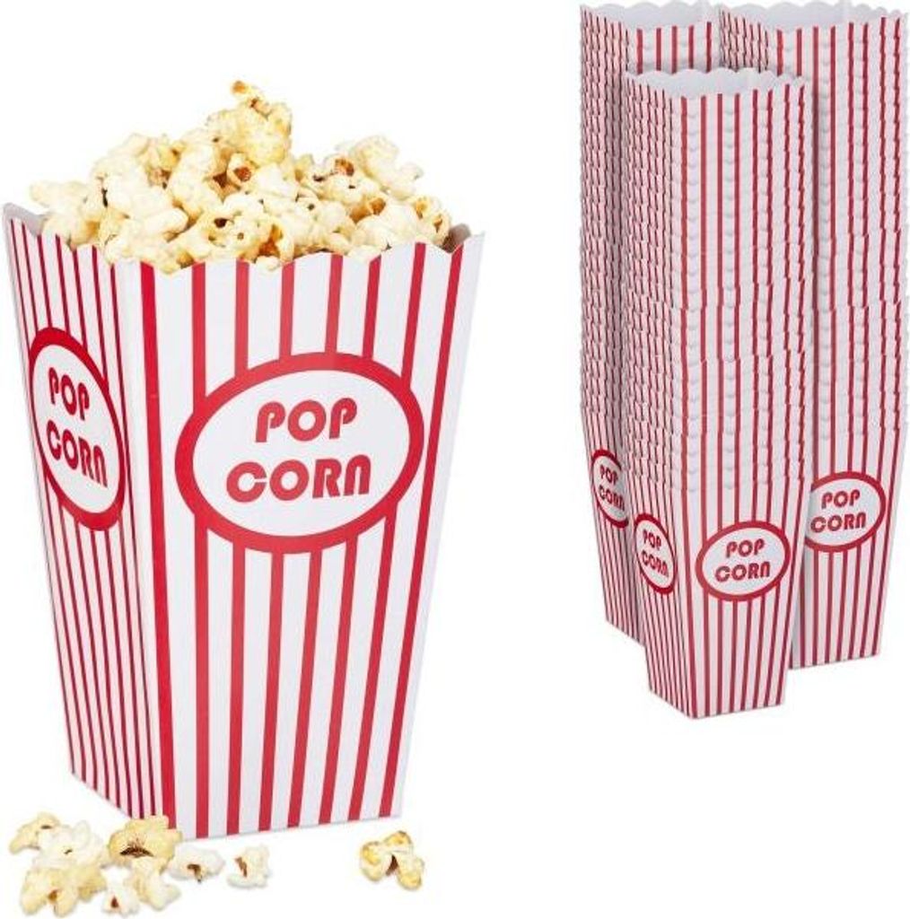 Popcorntüten, 72 Stück, rot/weiß
