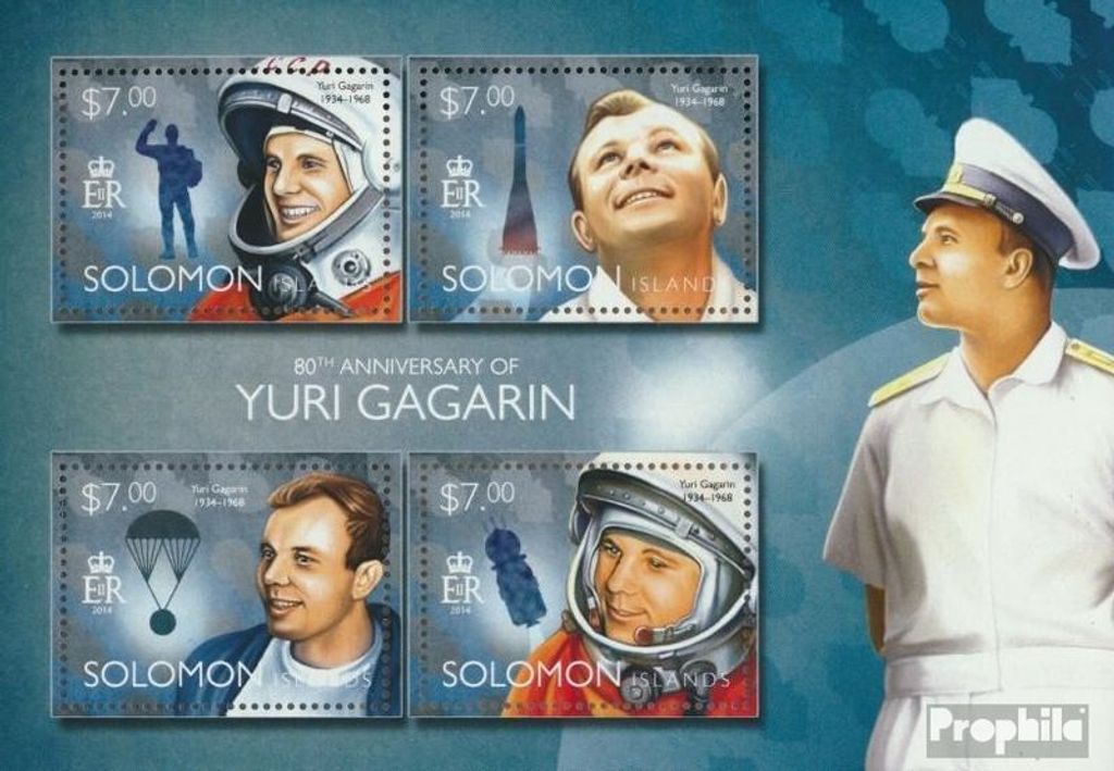 Briefmarken Salomoninseln 2014 Mi 2737-2740 Kleinbogen (kompl. Ausg.) postfrisch Yuri Gagarin