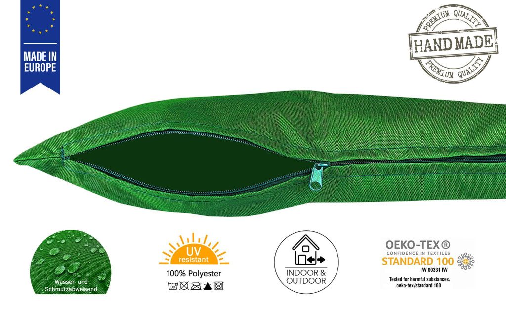JACK 2er Set 45x45cm Outdoor Kissenhülle Bezug Kissen Hülle Lounge Garten Einfarbig, Farbe:Blattgrün