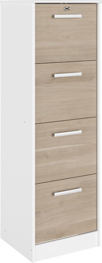 Armoire à dossiers Sil-138cm-4 tiroirs-blanc/chêne Image du produit 