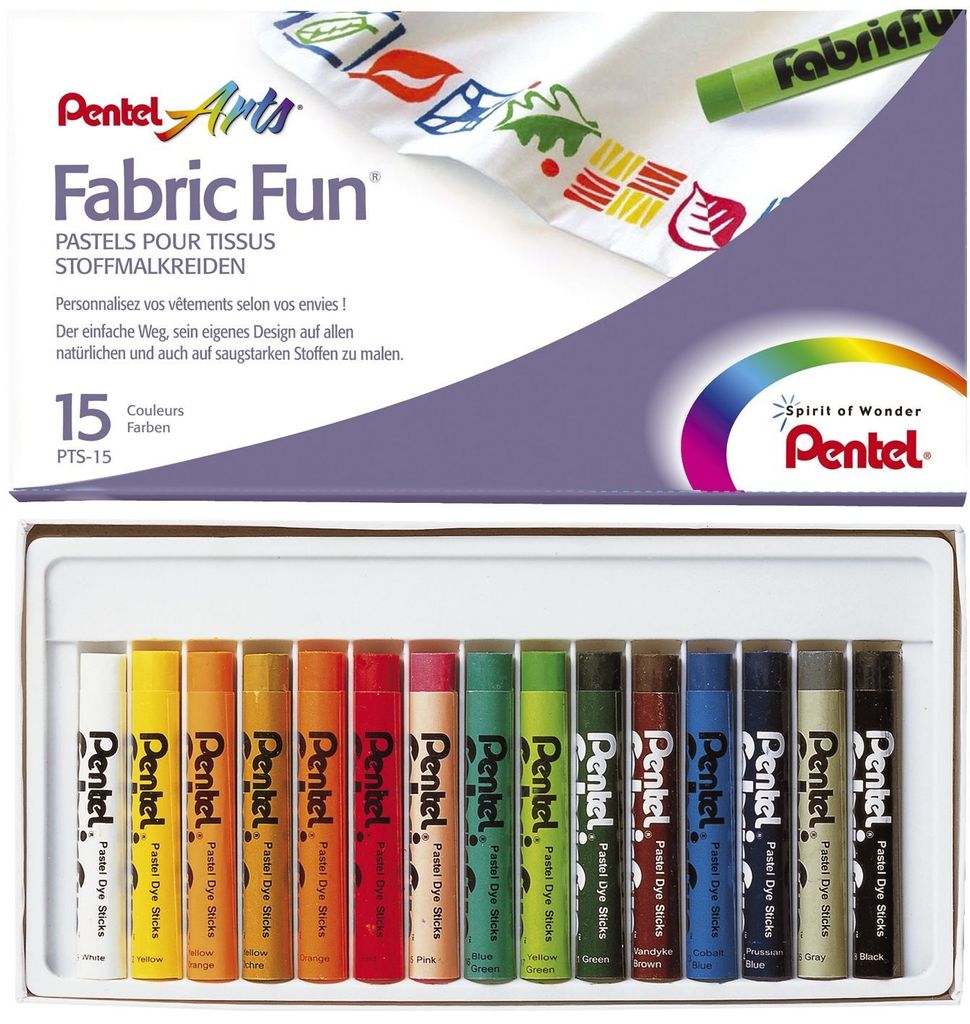 Kredki do tkanin Pentel PTS-15 - 15 sztuk, różne kolory Zdjęcie produktu 