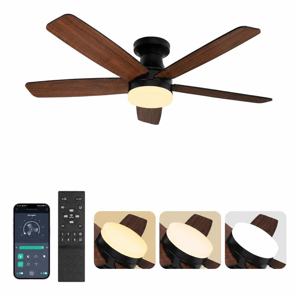 Ventilatore da soffitto con luce, Φ106 cm, pale a doppia Immagine del prodotto 