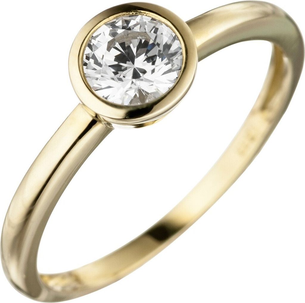 Ring Damenring aus 333 Gold Gelbgold mit Zirkonia weiß Fingerring Goldring Damen Innenumfang 52mm Ø16.6mm