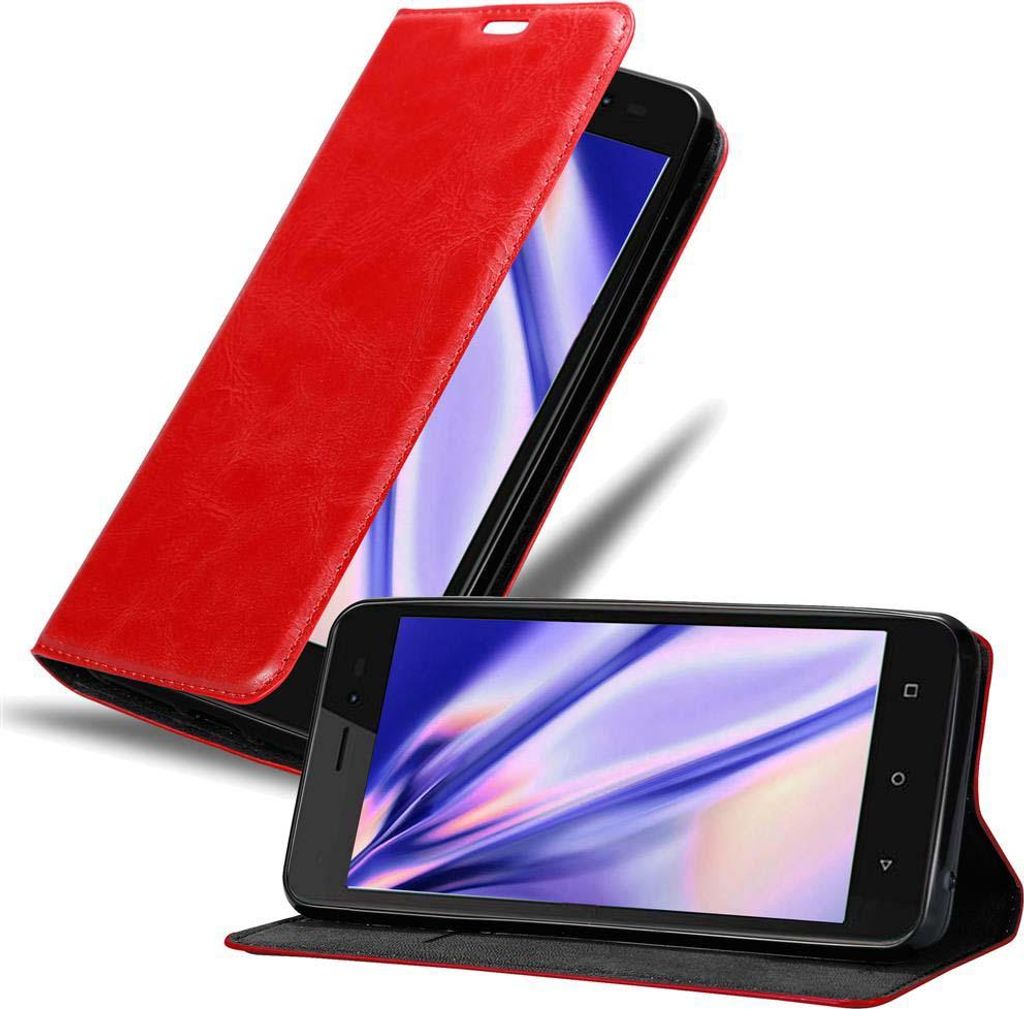 Cadorabo Hülle für WIKO SUNNY 3 Schutz Hülle in Rot Handyhülle Etui Case Cover Magnetverschluss