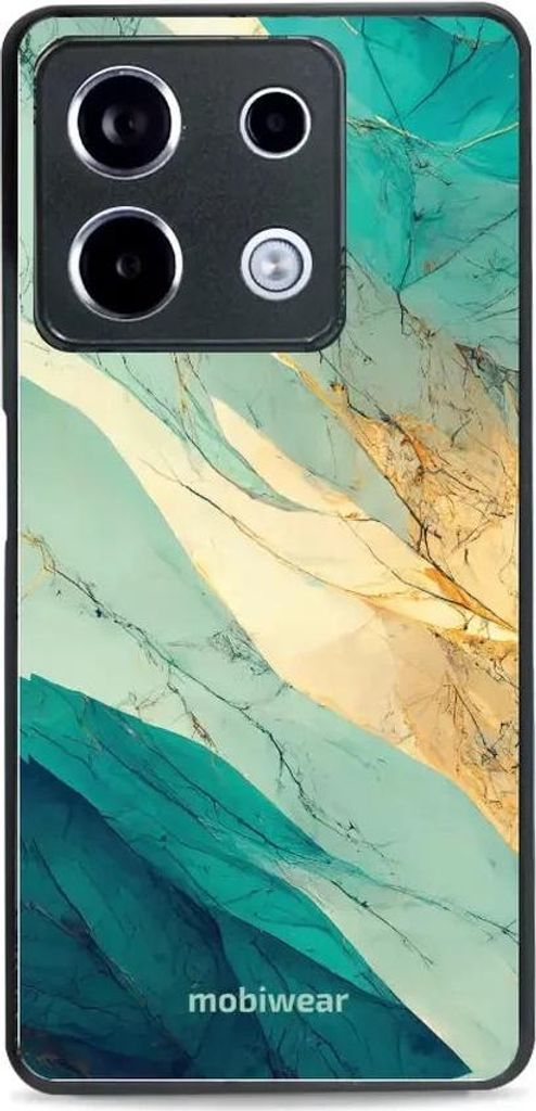 Handyhülle für Xiaomi Redmi Note 13 Pro 5G, Mobiwear Glossy Case, Türkis-Marmor