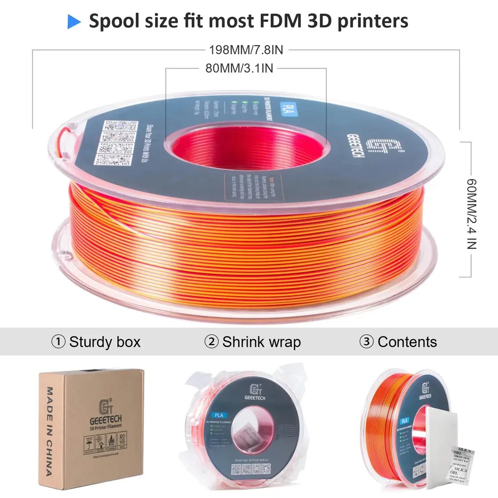 Filament 3D PLA Silk bicolore pour impression décorative - Bobine de 5 kg