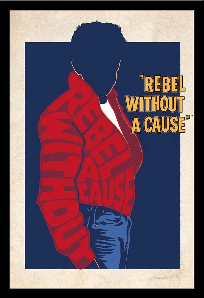 100 Years of Warner Bros. - Poster - Rebel Without A Cause + cornice rimovibile, Shinsuke® Maxi MDF nero, disco acrilico